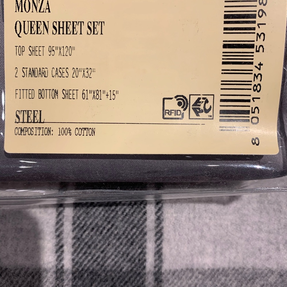 FRETTE MONZA SATEEN QUEEN 4-PIECE SHEET SET GREY - Picture 2 of 3